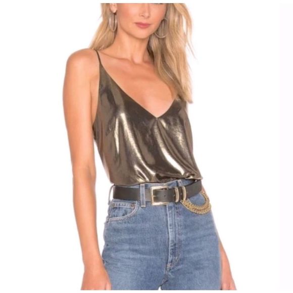 L’Agence Camisole V-Neck Tank Washed Foil in Copper Size XS - Picture 3 of 9